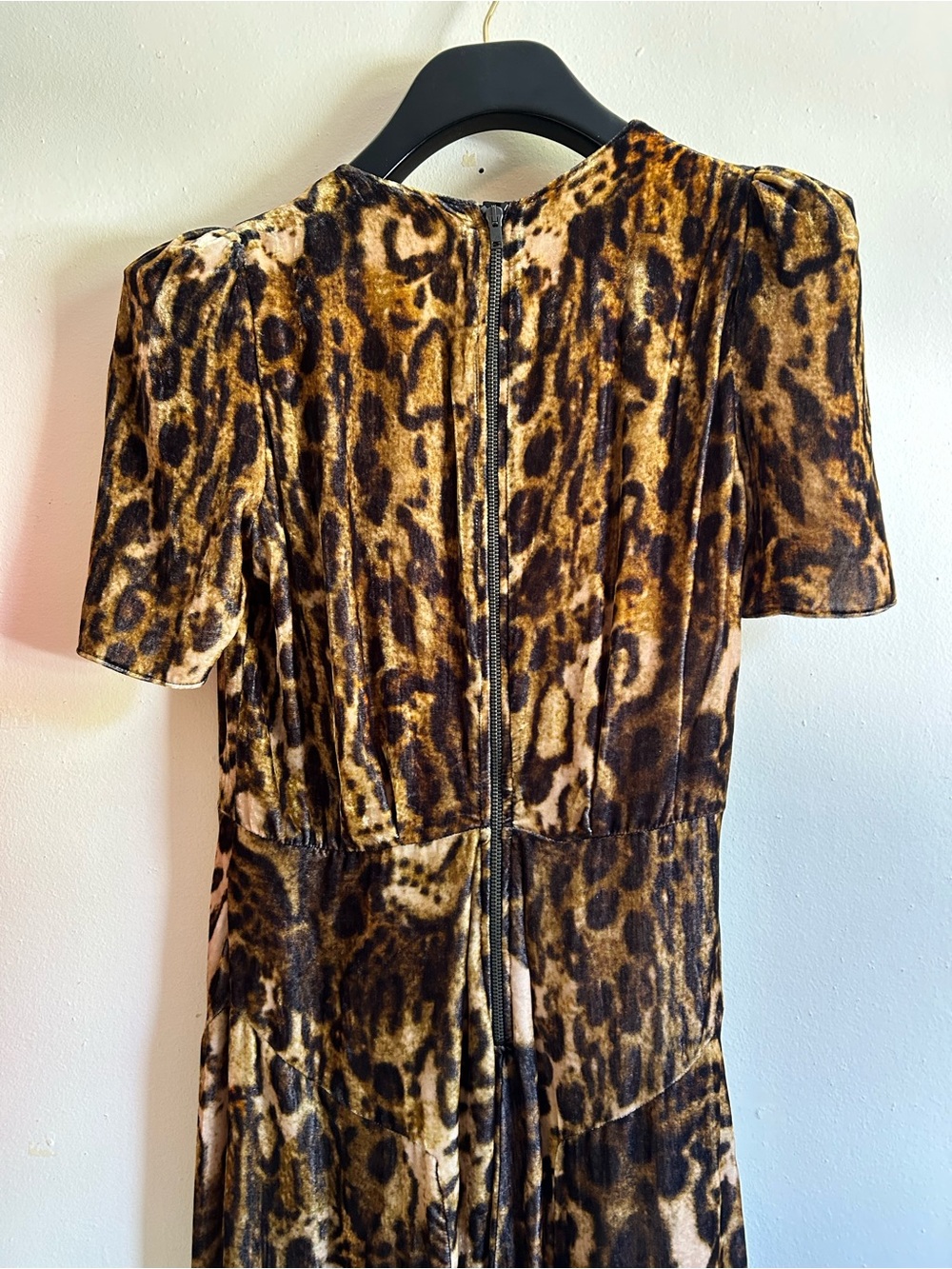 Isabel Marant Ulia Leopard Print Velvet Midi Dress Fauve Silk Size 42 US 8 10 - Picture 10 of 12
